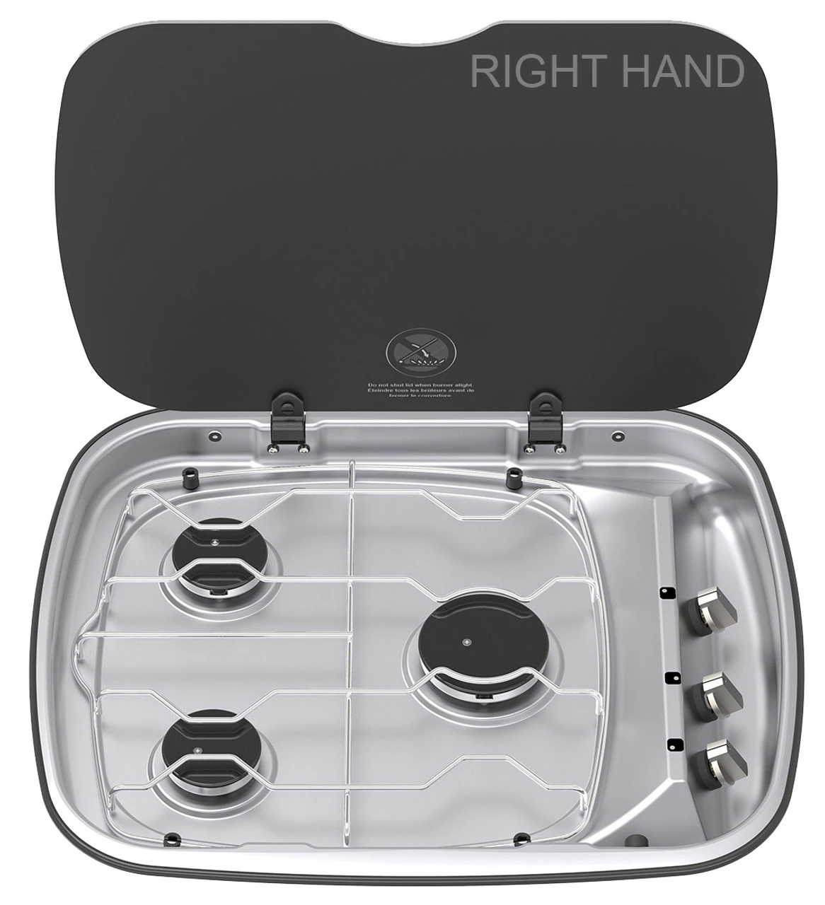 Thetford Spinflo Argent Caravan 3 Burner Hob With Glass Lid 5 Thetford Spinflo Argent Caravan 3 Burner Hob With Glass Lid - Image 3