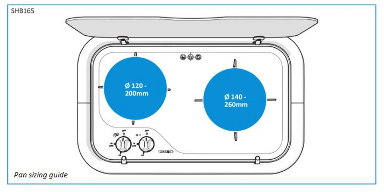 Thetford Topline 165 2 Burner Campervan Motorhome Hob Long Side 4 Thetford Topline 165 2 Burner Campervan Motorhome Hob Long Side - Image 2