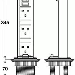Kengo Pop Up Deluxe Power Dock 13amp Sockets With USB Ports 18 Kengo Pop Up Deluxe Power Dock 13amp Sockets With USB Ports -Kitchen & Bathroom Equipment Shop usb2 31497.1453130721
