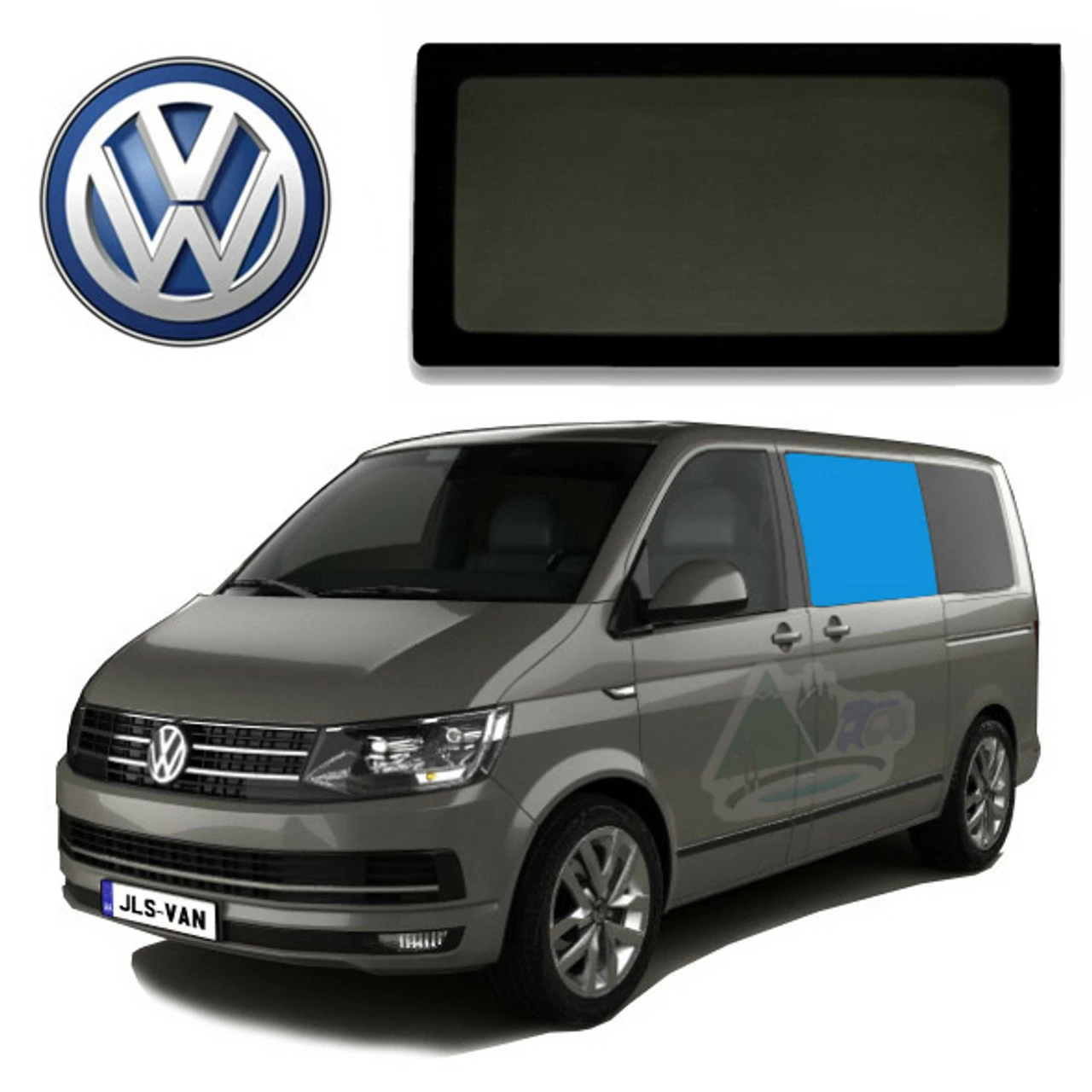 JLS VW T5 T6 Bonded Privacy Glass Fixed Window - Front Left Hand 3 JLS VW T5 T6 Bonded Privacy Glass Fixed Window - Front Left Hand