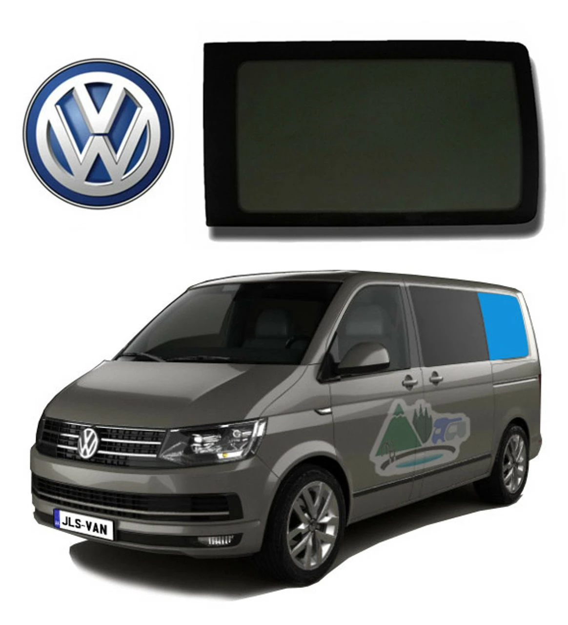 JLS VW T5 T6 Bonded Privacy Glass Fixed Window - Rear Left Hand SWB 3 JLS VW T5 T6 Bonded Privacy Glass Fixed Window - Rear Left Hand SWB